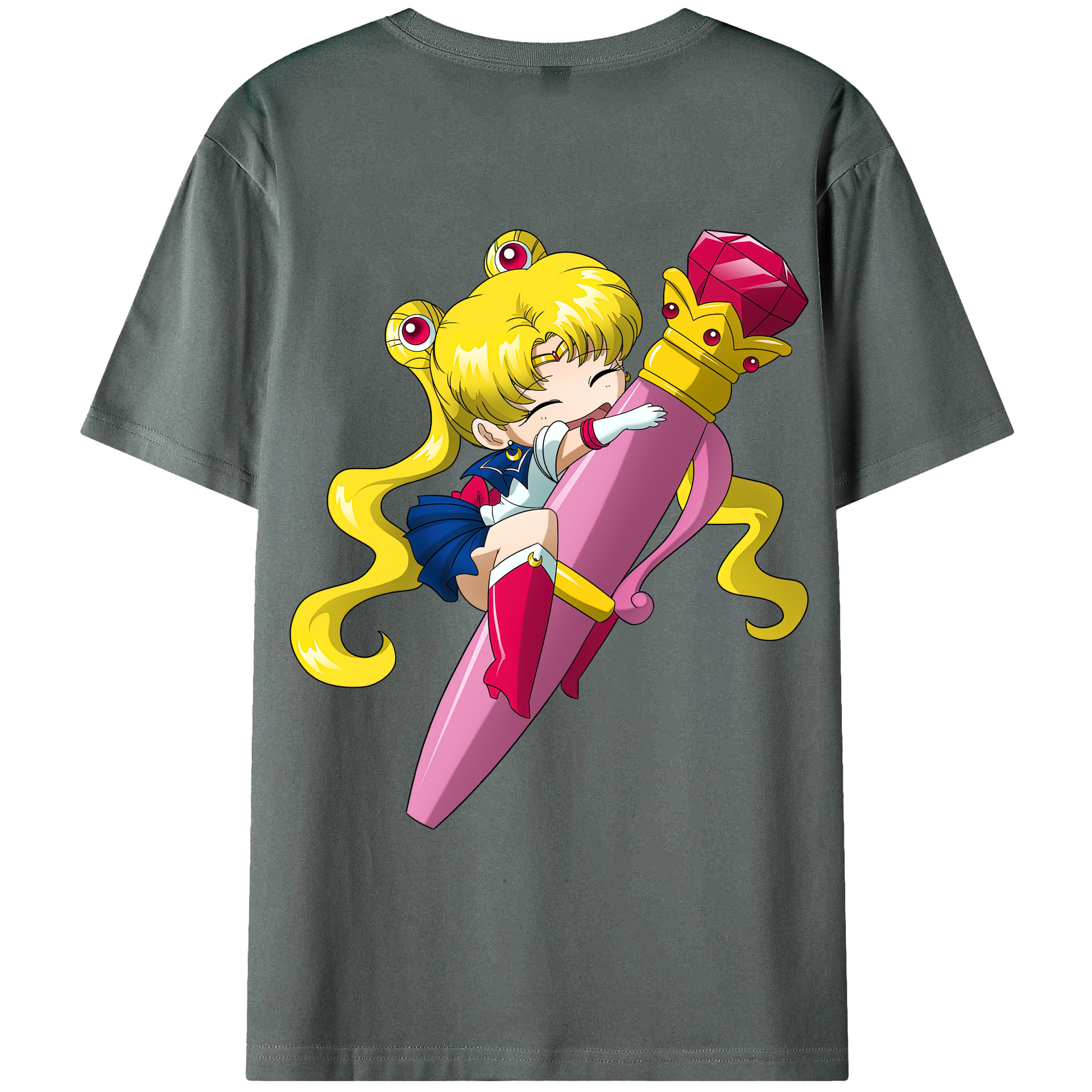 （画像用） 美少女戦士セーラームーン 月野 うさぎ つきの うさぎ Sailor Moon Tsukino Usagi 綿100％ メンズ半袖Tシャツ（バックプリント） 通気性